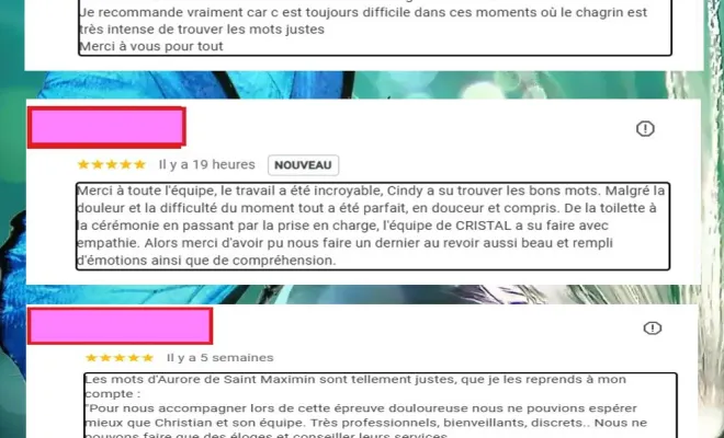 Cristal, Pompes funèbres, Funéraire, avis google, respect, professionnalisme
